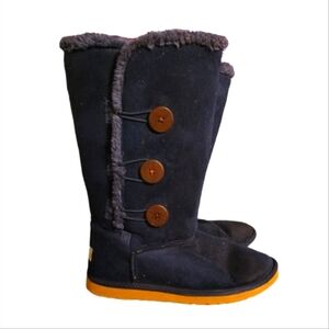 Navy Blue tall UGGs with brown buttons